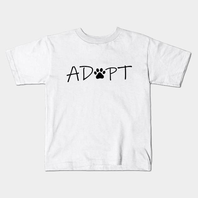 Adopt Paw Funny Pawprint Humor Furry Pets Kids T-Shirt by Mellowdellow